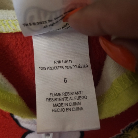 Dr. Seuss Red and Green The Grench Festive Footies One Piece - Picture 8 of 9